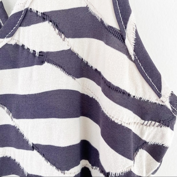Aqua Navy Blue and White Striped Racerback Dress - Picture 7 of 9